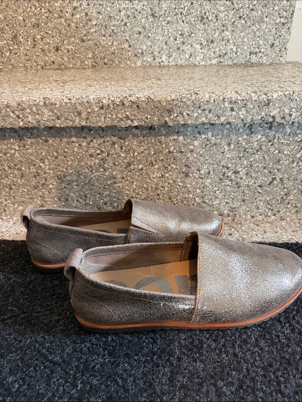 Sorel Metallic Silver Glitter Slip-On Loafers